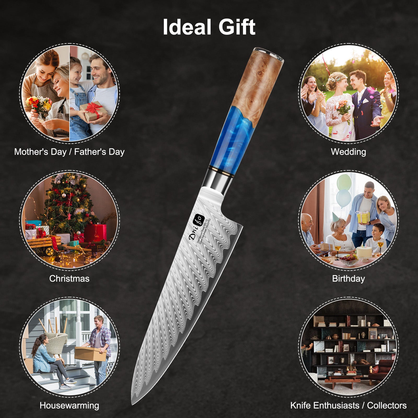 2PCS Damascus Kitchen Knife Set, 8" Chef Knife & 3.5" Paring Knife, Professional Sharp Damascus Knife Set with 67-Layer Damascus Stainless Steel & VG10 Core