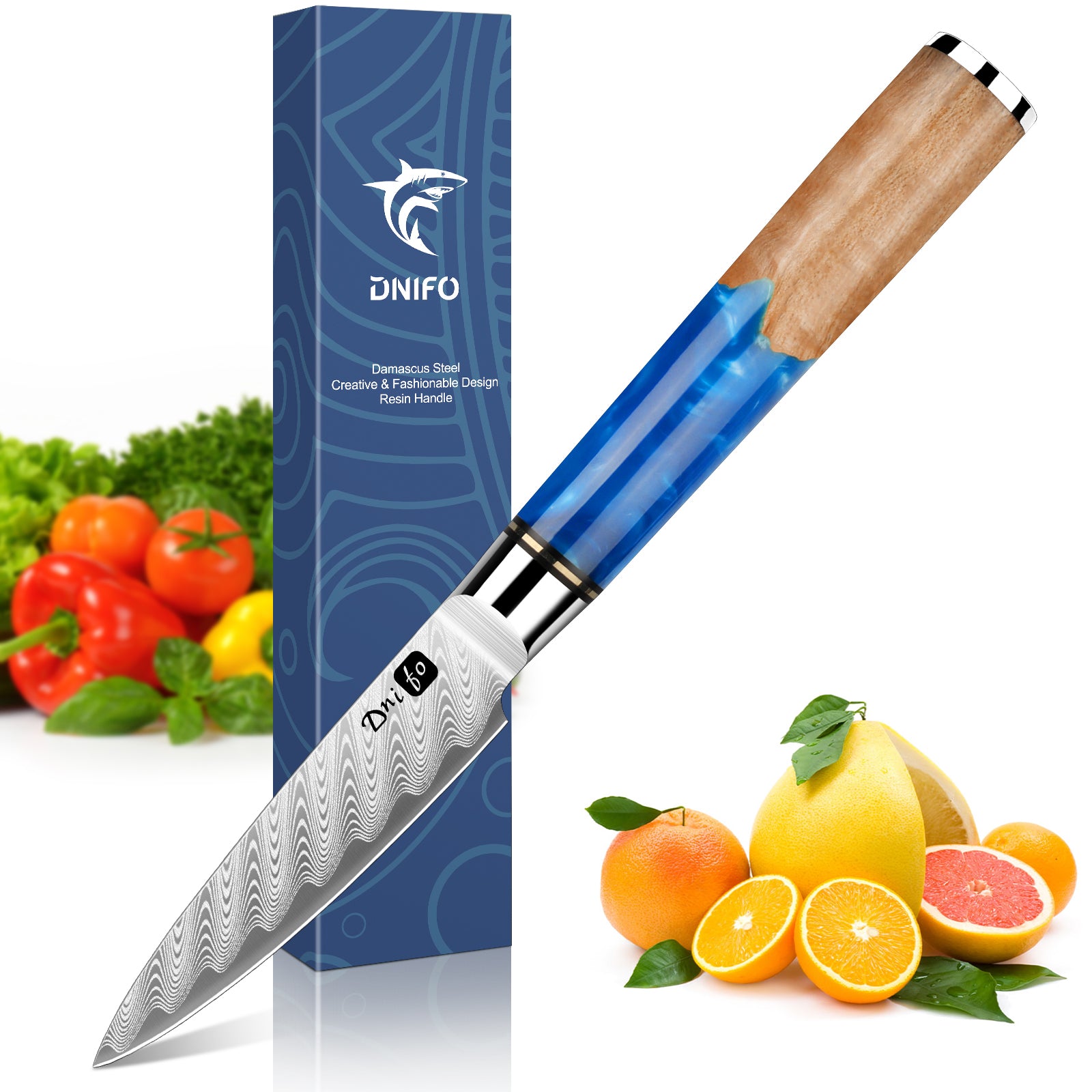 3.5 Inch Damascus Classic Paring Knife , Sharp Small Kitchen Knife