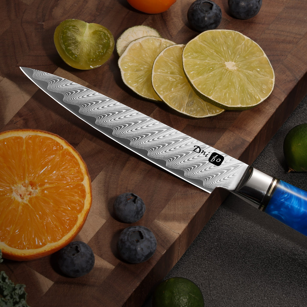 Kitchen Utility Knife 5 Inch, Japanese VG10 Steel Damascus Paring knife, Small Kitchen chef Knife with Gift Box and Resin Wood Handle, Ideal Birthday Gift for Men and Women