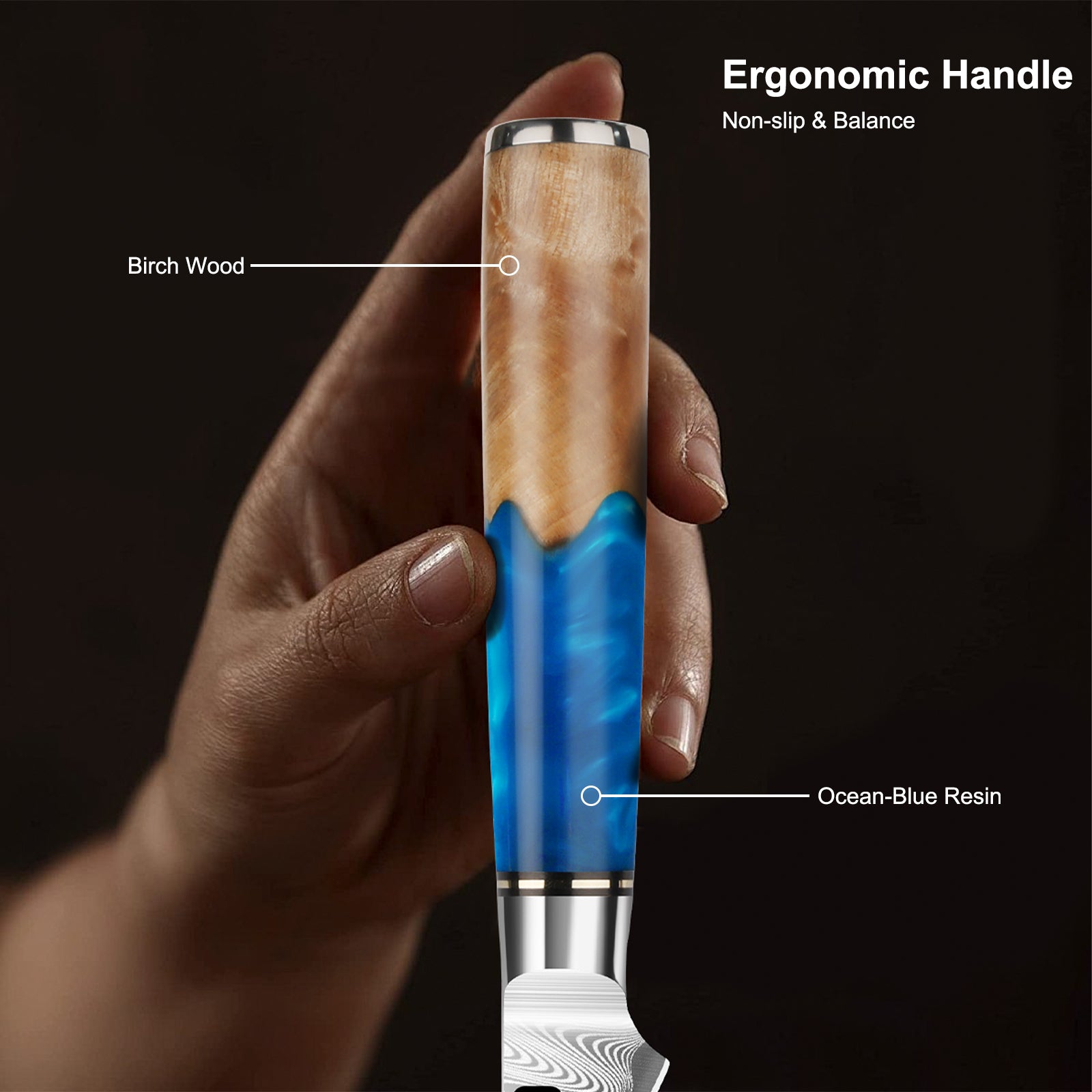 Fillet Knife 6 Inch Damascus Boning Knife for Meat Fish and Poultry Cutting with Super Sharp Japanese Blade with Gift Box and Resin Wood Handle, Ideal Gift for Men and Women