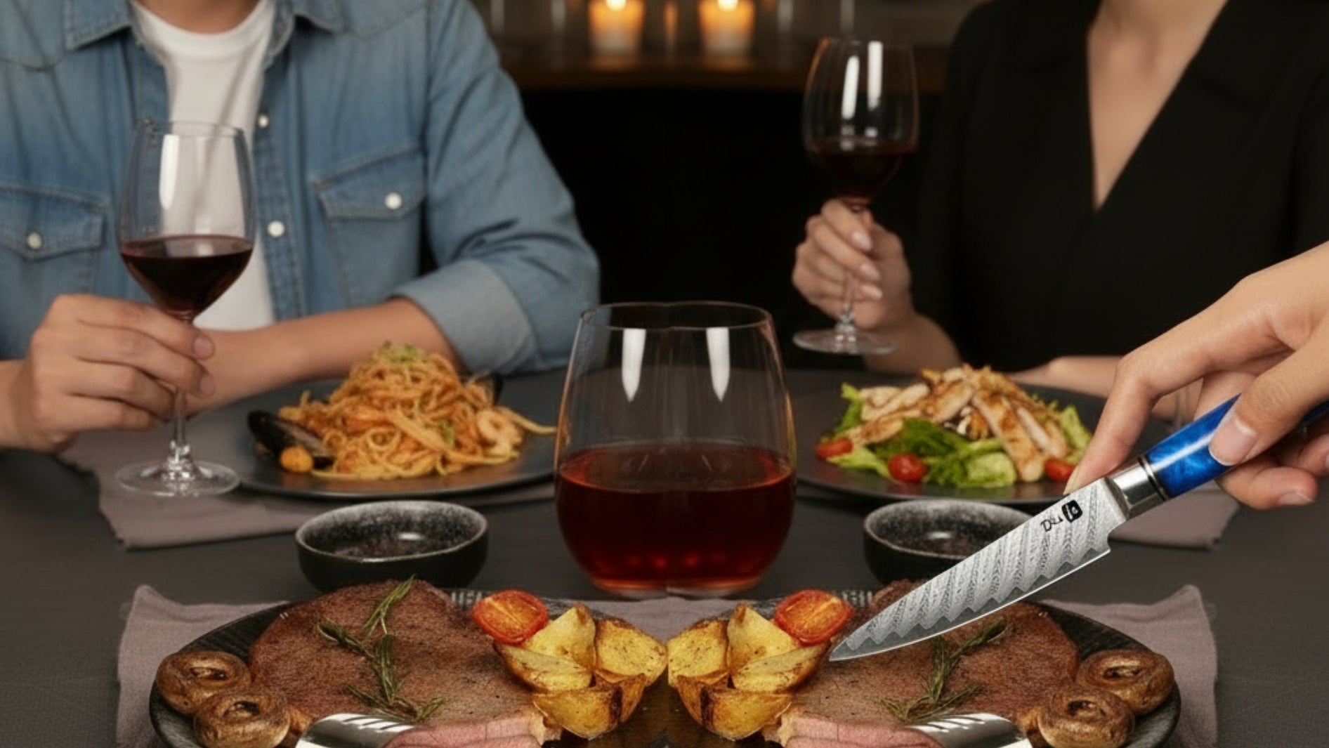 Kitchen Utility Knife 5 Inch, Japanese VG10 Steel Damascus Paring knife, Small Kitchen chef Knife with Gift Box and Resin Wood Handle, Ideal Birthday Gift for Men and Women